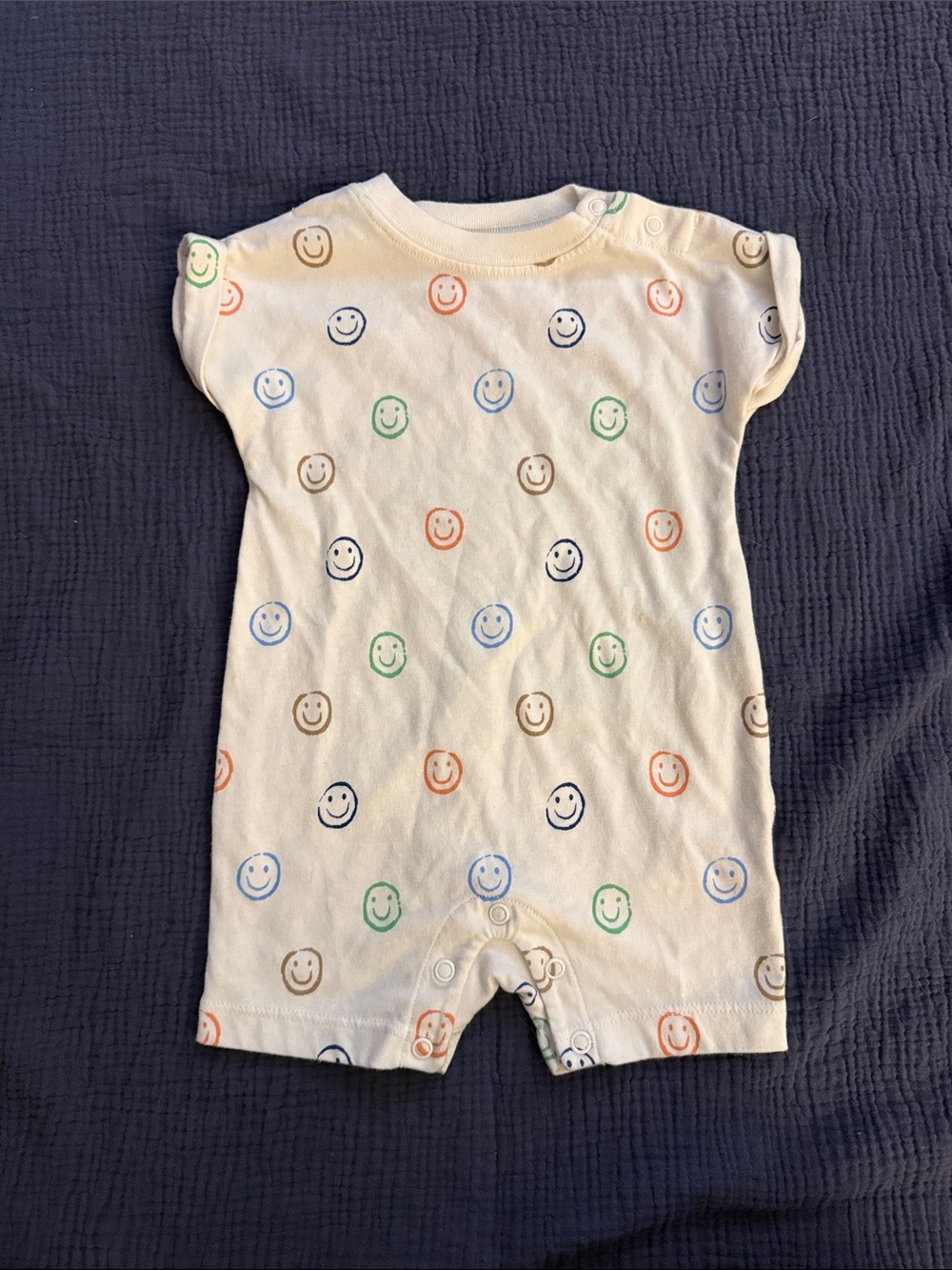 wonder nation Cream Smiley Print One-Piece Romper